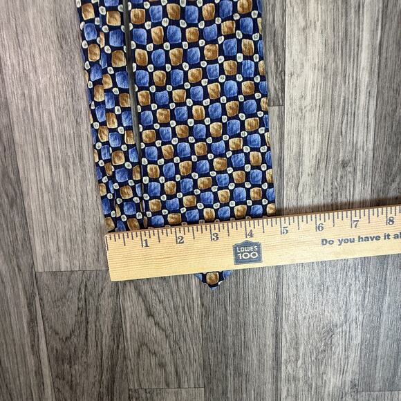 Cocktail Collection Tie - Blue Gold Geometric 100% Silk Men’s Necktie Novelty - Picture 6 of 6